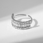 Кольцо «Драгоценность» рельсы, цвет белый в серебре, безразмерное - Фото 3