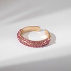 Кольцо «Минимал» линия, цвет бело-розовый в золоте, безразмерное - фото 8979265