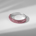 Кольцо «Минимал» линия, цвет бело-розовый в серебре, безразмерное - фото 8979266