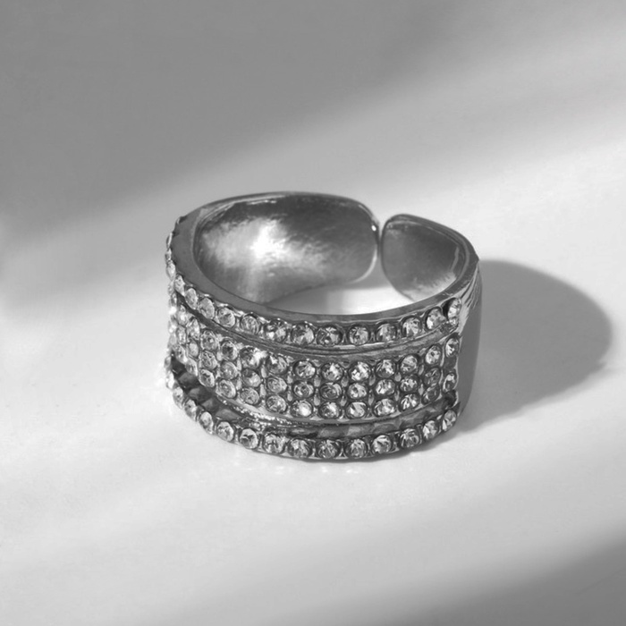 Кольцо «Минимал» разделение, цвет белый в серебре, безразмерное - Фото 1