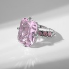 Кольцо «Драгоценность» дама, цвет розовый в серебре, безразмерное - фото 8979270