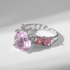 Кольцо «Драгоценность» леди, цвет розовый в серебре, безразмерное - фото 8979273