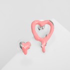 Серьги эмаль «Таяние» сердечки, цвет розовый в серебре - фото 319359986