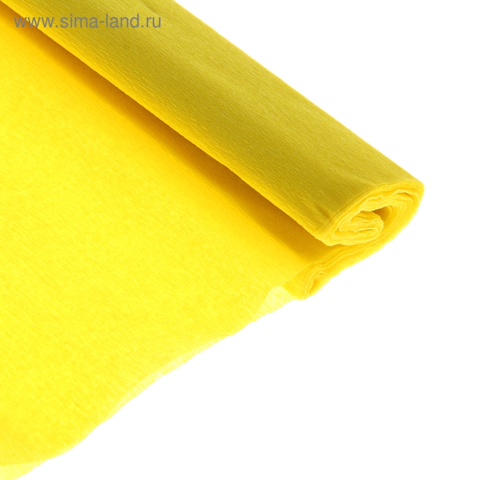Бумага цветная креповая 50*250 см Желтая (лимонная), 32 г/м2, в рулоне - Фото 1