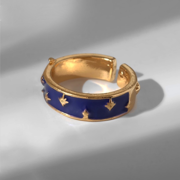 Кольцо «День-ночь» полумесяц, цвет синий в золоте, безразмерное