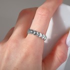 Кольцо «Сердечки» ряд, цвет серебро, безразмерное - фото 9012439