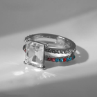 Кольцо «Драгоценность» две линии, цветное в серебре, размер 17 - Фото 2