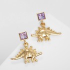 Серьги со стразами «Динозавры», цвет фиолетовый в золоте - фото 6859988