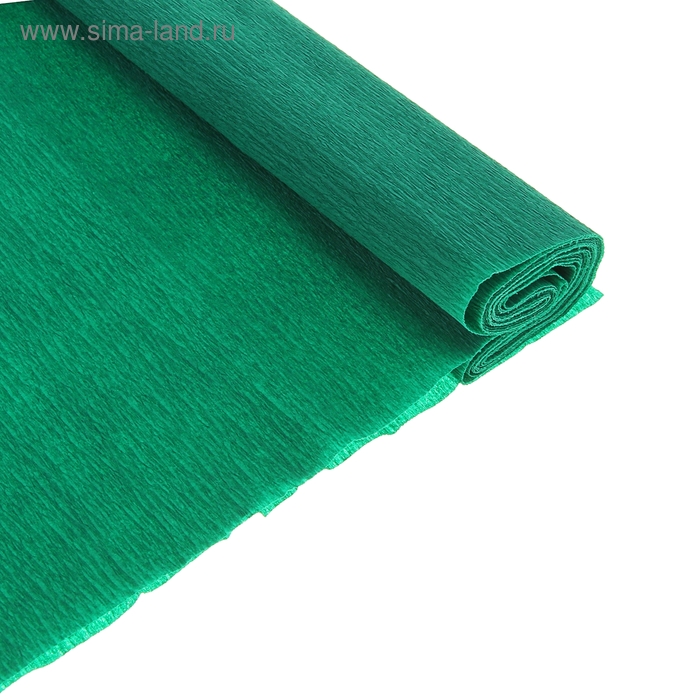 Бумага цветная креповая 50*250 см Темно-зеленая, 32 г/м2, в рулоне - Фото 1