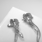 Серьги висячие «Мята» с жемчугом, цвет белый в серебре - фото 6860188