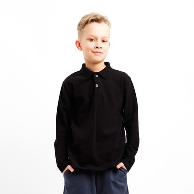 Джемпер поло для мальчика MINAKU: Basic Line KIDS, чёрный, рост 158 см