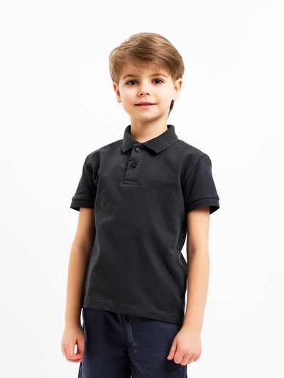 Футболка поло детская MINAKU: Basic line, графит, рост 98 см