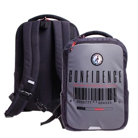 Рюкзак молодёжный, 41,5 х 29 х 18 см, Grizzly 334, эргономичная спинка, отделение для ноутбука, чёрный/серый RU-334-1 _2