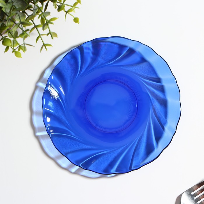 Тарелка десертная Sea Brim, d=17 см, стекло, цвет синий - Фото 1