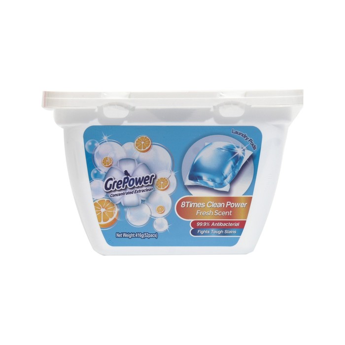 Средство для стирки GrePower Супер-Чистота в растворимых капсулах, 416 гр. 52 шт 1/36 - Фото 1