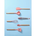 Набор кухонных принадлежностей Доляна «Фаварис», 7 предметов, 34×12,5×12,5 см, цвет розовый - фото 4375705