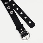 Ремень женский, ширина 3.5 см, винт, пряжка металл, люверсы, цвет чёрный - фото 22113324