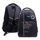 Рюкзак молодёжный 45 х 32 х 23 см, эргономичная спинка, Grizzly, чёрный/бирюзовый - фото 10371285