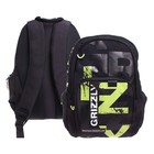 Рюкзак молодёжный 42 х 30 х 22 см, эргономичная спинка, Grizzly, чёрный/зелёный - фото 10371305