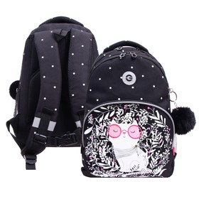 Рюкзак школьный, 40 х 27 х 20 см, Grizzly 360, эргономичная спинка, отделение для ноутбука, чёрный RG-360-1_1