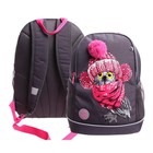Рюкзак школьный, 38 х 28 х 18 см, Grizzly 363, эргономичная спинка, тёмно-серый/розовый RG-363-10_1 - фото 108884932