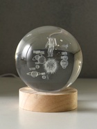 Световая фигурка стекло «Шар. Голограмма: Космонавт и планеты», d=8 см, подставка дерево, USB, 8×8×9.5 см - Фото 5