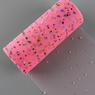 Фатин с разноцветными блёстками, 15 см, 23±1 м, 11±1 г/м², розовый №8