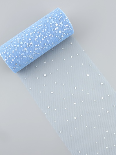 Фатин с блёстками, 15 см, 23±1 м, 11±1 г/м², голубой №21