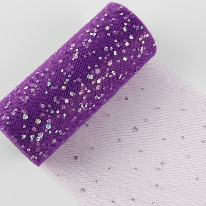 Фатин с блёстками, 15 см, 23±1 м, 11±1 г/м², фиолетовый №27 - Фото 1
