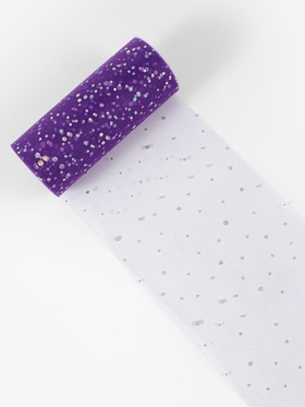 Фатин с блёстками, 15 см, 23±1 м, 11±1 г/м², фиолетовый №27