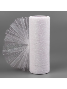 Фатин с глиттером, 15 см, 9±0.5 м, 11±1 г/м², белый №1