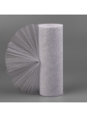 Фатин с глиттером, 15 см,9±0.5 м, 11±1 г/м², цвет серебряный №06