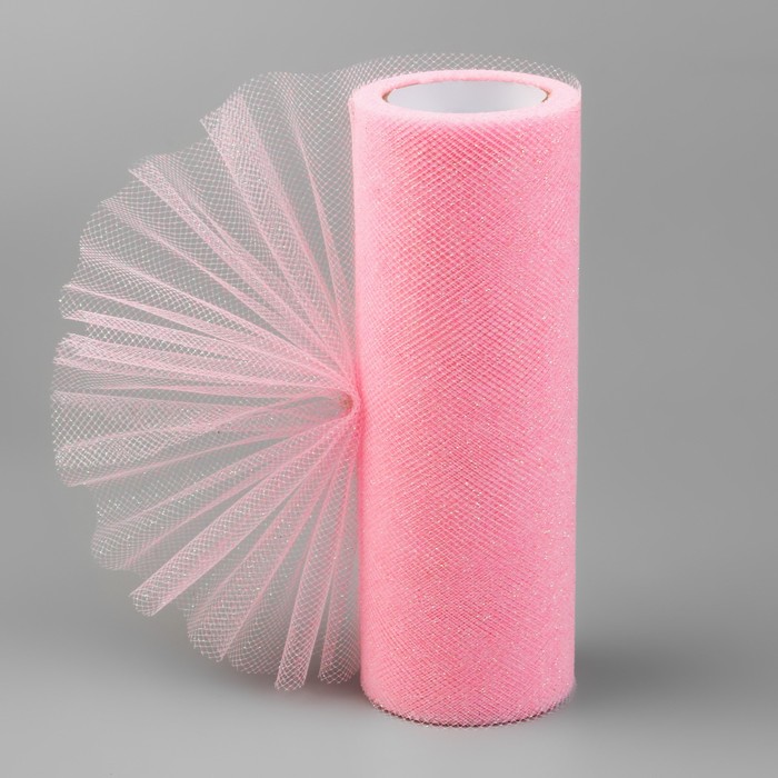 Фатин с глиттером, 15 см, 11 ± 1 г/кв.м, 9 ± 0,5 м, цвет розовый №10