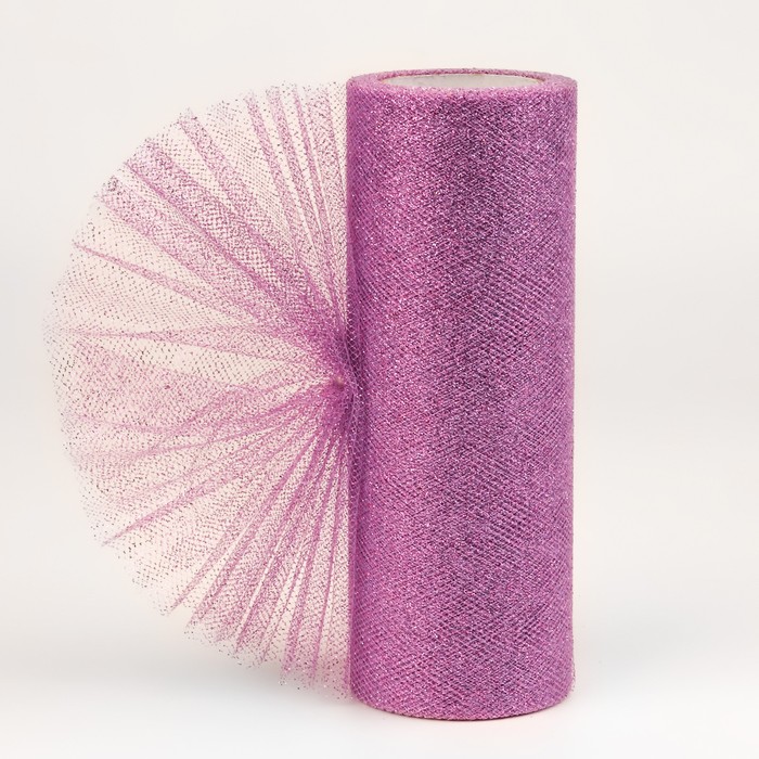 Фатин с глиттером, 15 см, 9±0.5 м, 11±1 г/м², сиреневый №15 - Фото 1