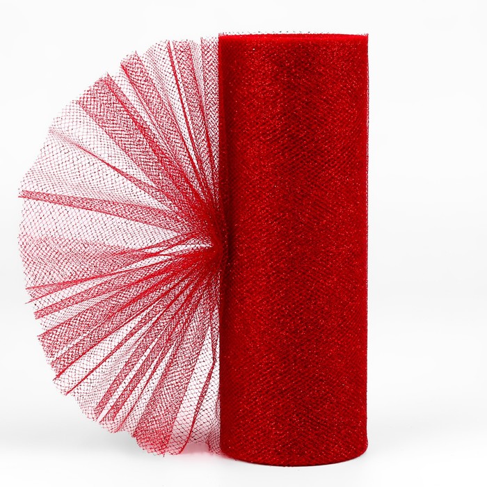 Фатин с глиттером, 15 см, 11 ± 1 г/кв.м, 9 ± 0,5 м, цвет красный №20