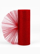 Фатин с глиттером, 15 см, 9±0.5 м, 11±1 г/м², красный №20 - Фото 2