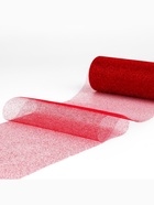 Фатин с глиттером, 15 см, 9±0.5 м, 11±1 г/м², красный №20 - Фото 3