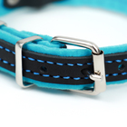 Ошейник кожаный с подкладом "Фетр", 1,6 см, ОШ 20-28 см, чёрный/голубой - фото 24478447
