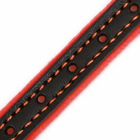 Ошейник кожаный с подкладом "Фетр", 1,6 см, ОШ 20-28 см, чёрный/красный - фото 9954750