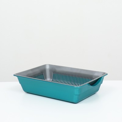 Туалет глубокий с сеткой 36×25×9 см, серый/бирюзовый