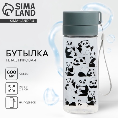 Бутылка для воды пластиковая «Панда», 600 мл
