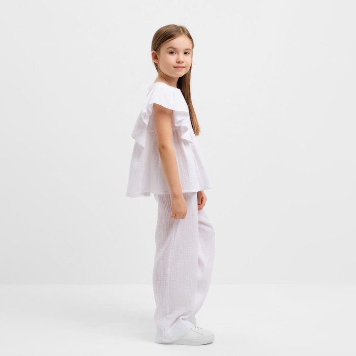 Комплект (блузка и брюки) для девочки MINAKU цвет белый, рост 98 см - фото 1926650929