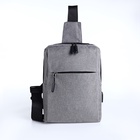Сумка-слинг мужская из текстиля, с USB, цвет серый - Фото 4
