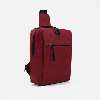 Сумка-слинг мужская из текстиля, с USB, цвет тёмно-красный