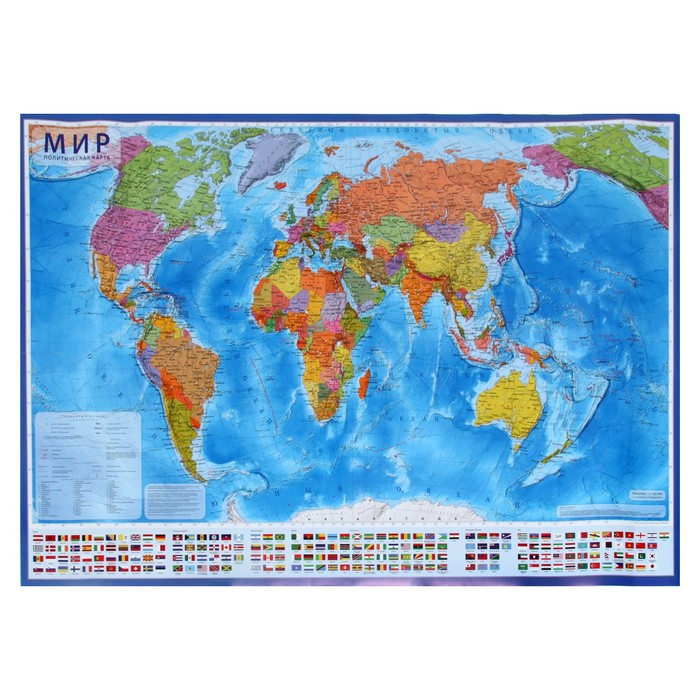 Интерактивная Карта Мира Политическая, 157*107см, 1:21,5млн, (без  ламинации) КН062 - Фото 1