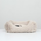 Лежак с подушкой, мех, сатин, периотек, 45 х 45 х 15 см, бежевый - Фото 2