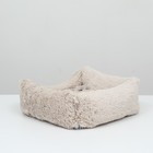 Лежак с подушкой, мех, сатин, периотек, 45 х 45 х 15 см, бежевый - Фото 4