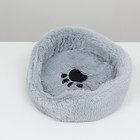 Лежак с подушкой мех, сатин, периотек,  40 х 40 х 16 см, серый - Фото 3