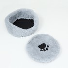 Лежак с подушкой мех, сатин, периотек,  40 х 40 х 16 см, серый - Фото 5