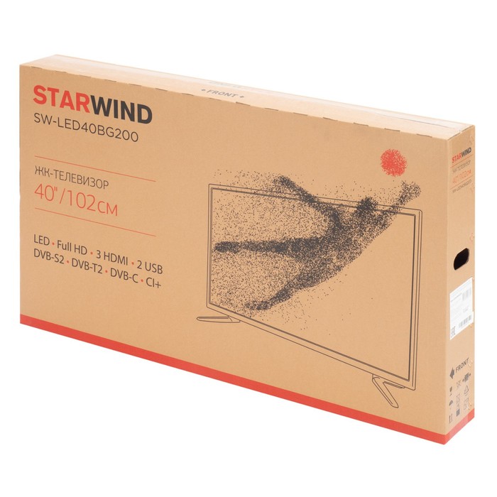 Телевизор Starwind SW-LED40BG200, 40", 1920x1080, DVB-T/T2/C/S/S2, HDMI 3, USB 2, черный - фото 51326914